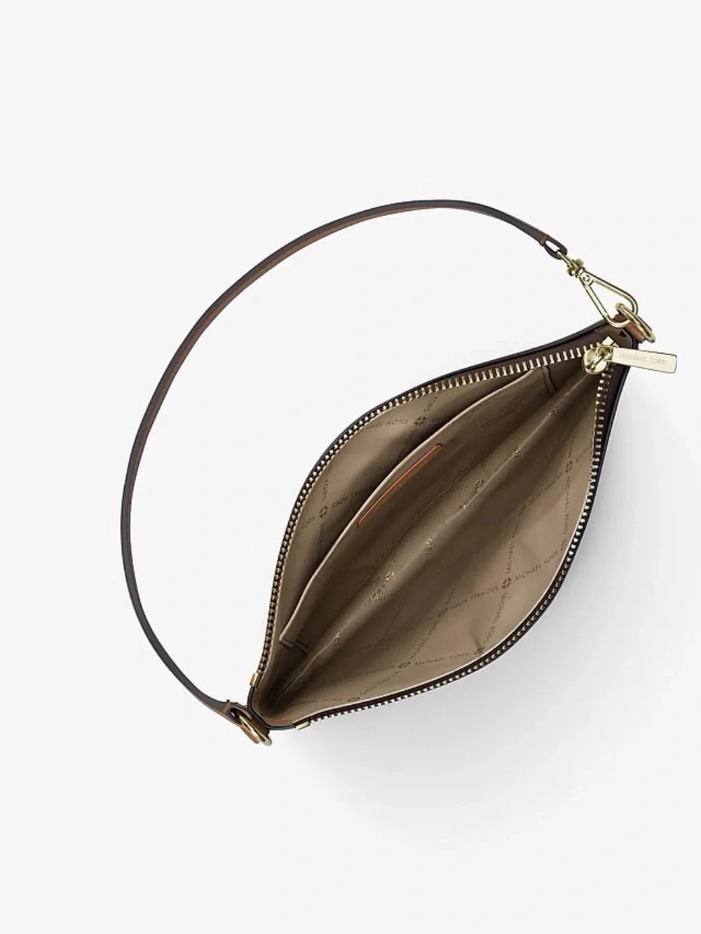 NWT Michael Kors Jet Set Travel Logo Stripe Pouch Wristlet Brown Signature Bag